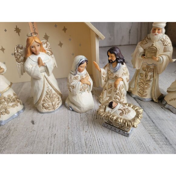Jim Shore lustre blessed birth and Bethlehem Enesco Nativity scene Jesus religio - Picture 3 of 11